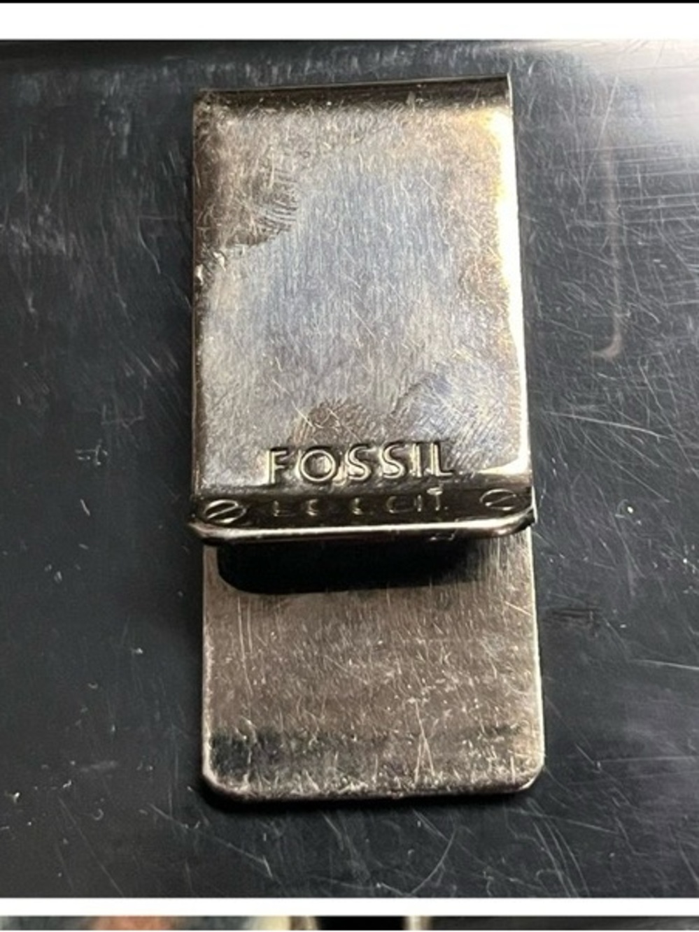 Vintage Fossil Silver-Tone Brushed Metal Money Clip